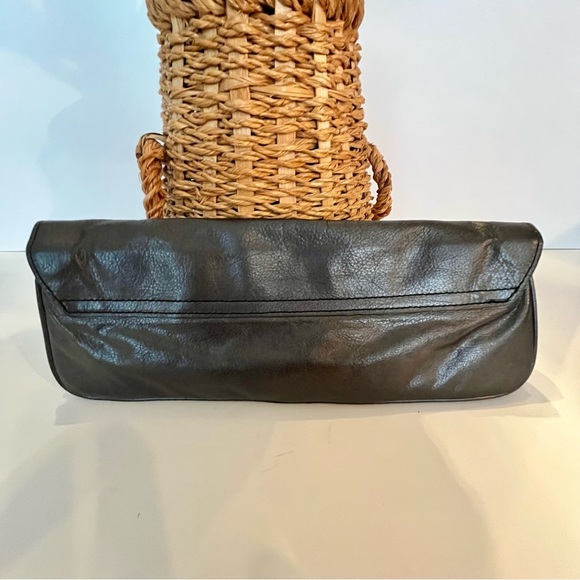 Designer Charles David Women’s Leather Clutch Taupe/Pewter Sequins Gold interior - Picture 10 of 13